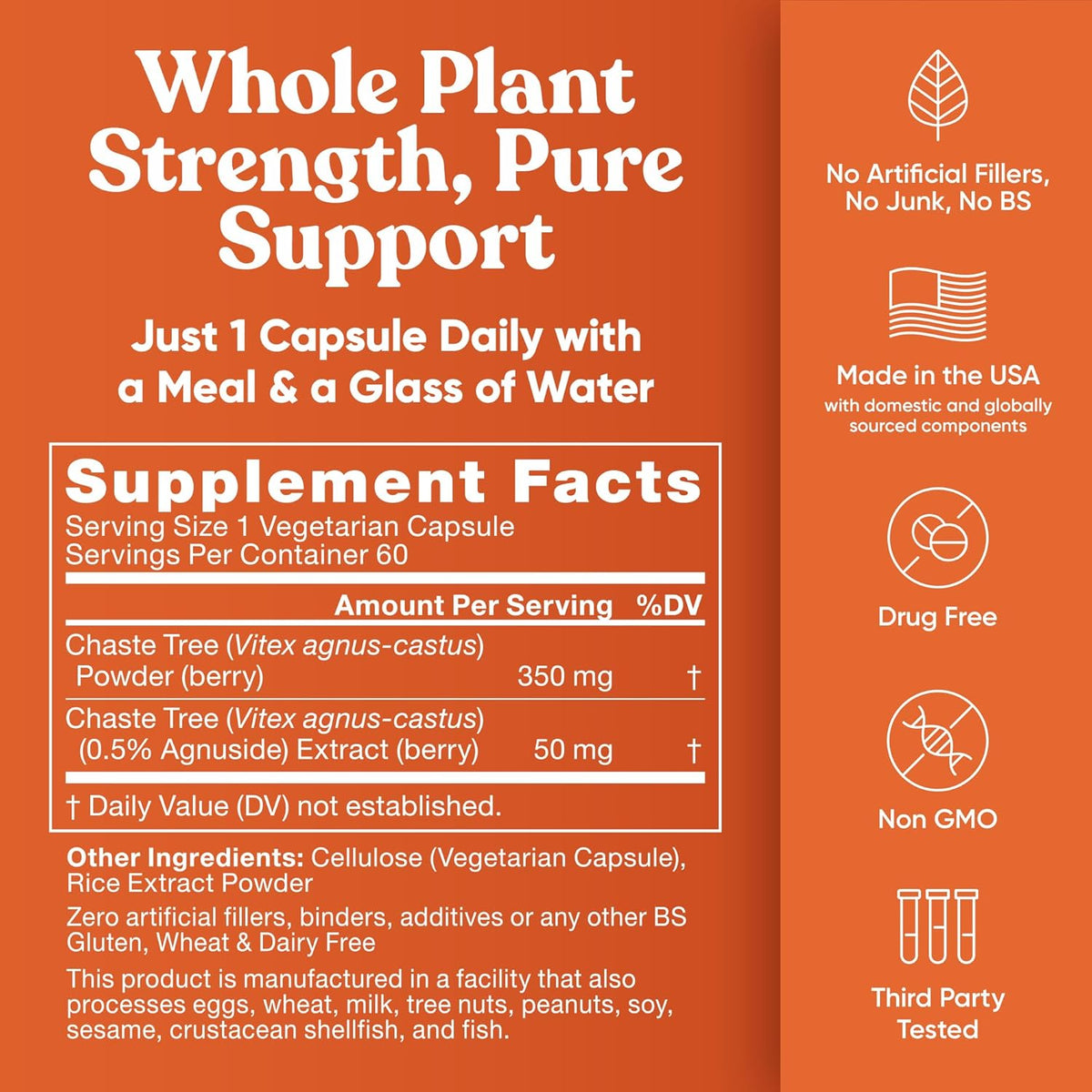 Natural VITEX Pure 400 MG Chasteberry Dietary Supplements 60 capsules