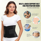 Postpartum Belly Band,C Section Belly Binder,Abdominal Binder Post Surgery Girdle,Tummy Tuck Compression Wrap Waist Trainer, Black