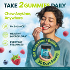 MONSET Feminine Balance Gummies for Women – Vaginal Probiotics for Women pH Balance & Odor Control – 60ct Prebiotics and Probiotics for Womens – Berry Flavor Vaginal Health Supplement