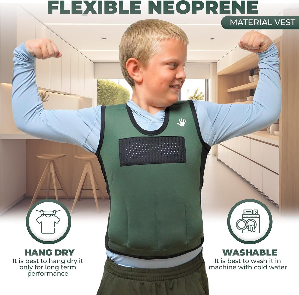 Weighted Vest For Kids - Adjustable Compression Vest With Six Removable Weights Included - Breathable Snug Fit Design