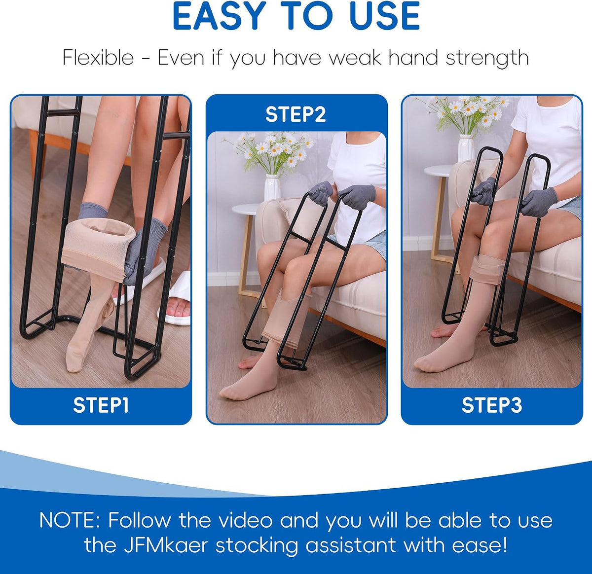 Upgraded Extra-Large Compression Sock Aid Device - Sock Aids for Compression Stocking - Helper Device for Putting on Hosiery - Large Size 14 Inch+