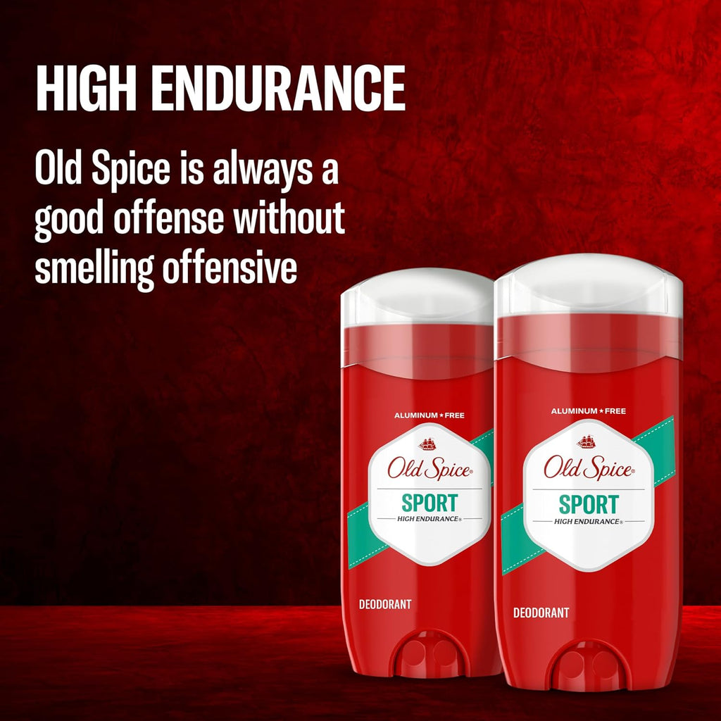 Old Spice Aluminum Free Deodorant for Men, High Endurance, 24/7 Lasting Freshness & Long Lasting Scent, 24/7 Advanced Sweat & Odor Protection, Pure Sport Scent, 3.0 oz (Pack of 2)