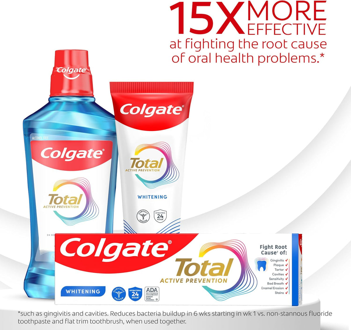 Colgate Total Whitening Toothpaste with Fluoride, Bulk 4 Pack, 5.1 oz | Mint Flavor, Anticavity, Antigingivitis, Antisensitivity Toothpaste, Helps Remove Stains, Fights Bacteria