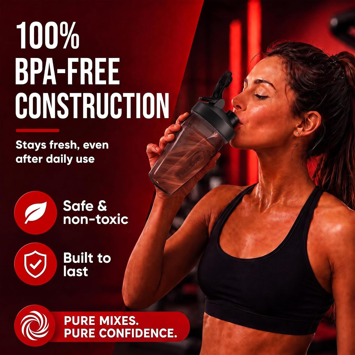 Vortex Protein Shaker Bottle 24 oz/700ml - Premium BPA-Free Pre-Workout Shaker Cup for Protein Shakes & Smoothies, Leak-Proof & Durable Bottle-Shakers for Active Lifestyles