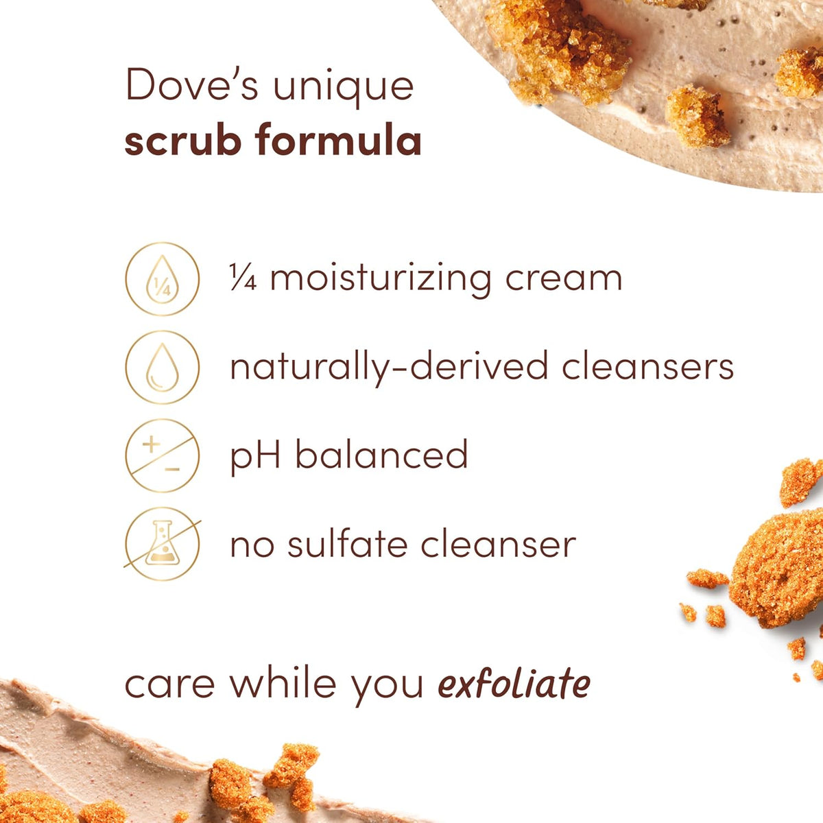 Dove Body Scrub Brown Sugar & Coconut Butter, 15 oz | Exfoliating body scrub that buffs away dull skin and deeply nourishes for soft, smooth and radiant skin