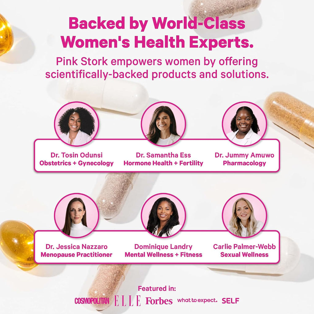 Pink Stork Total Postnatal Vitamins for Women, 60 Capsules, Berry | Clean Label Award, Vegan Algae DHA, No Fishy Burps, Methylated Folate, Iron, Gentle on Stomach, Postpartum + Lactation