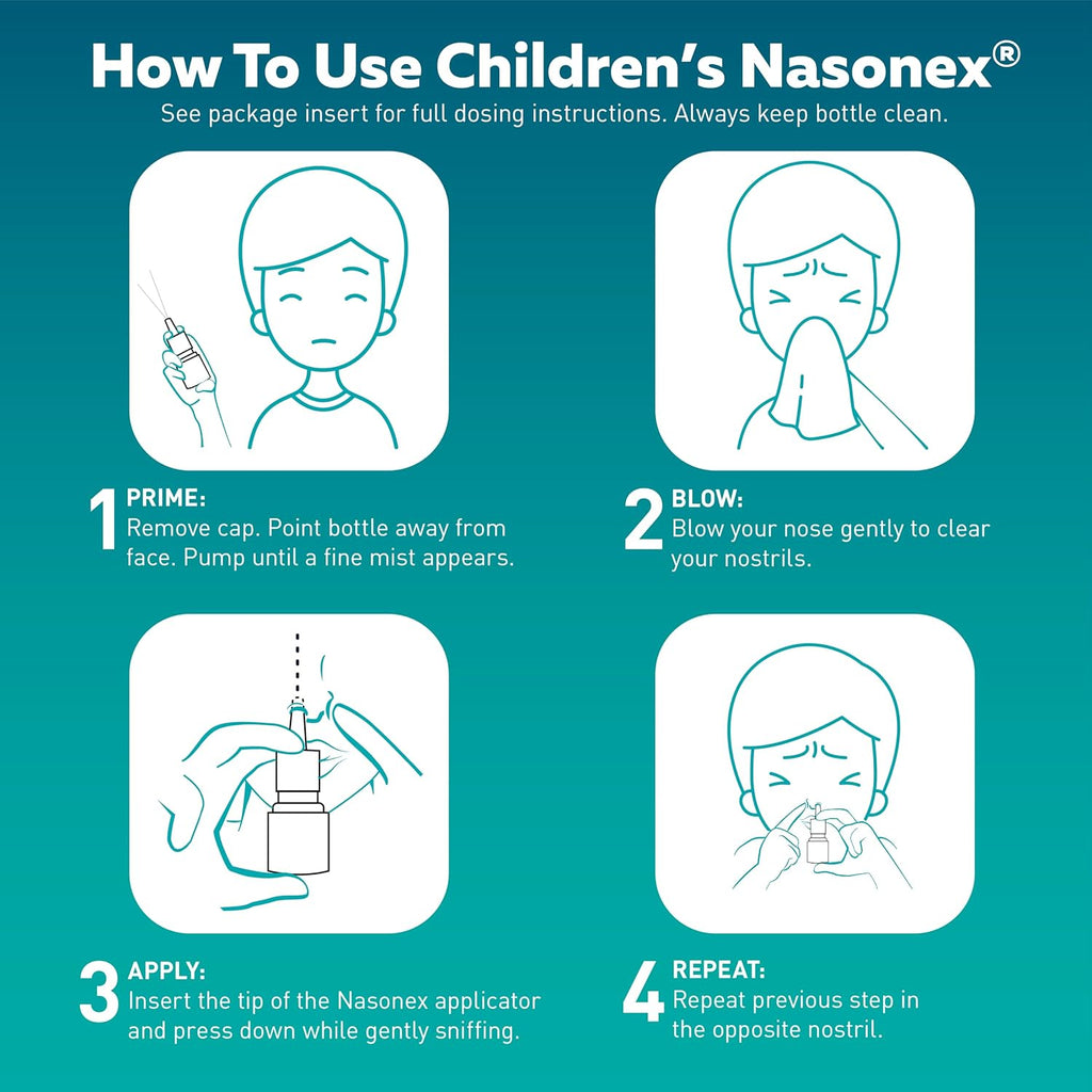 Nasonex Children's 24HR Allergy Nasal Spray, Non-Drowsy, Scent-Free Mist, Allergy Symptoms + Nasal Congestion, Full Prescription Strength, 60 Sprays