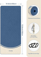 EaseUp 10mm Thick Yoga Mat, 73"×31.5" Extra Wide, Non-Slip with Strap | Extra thick 0.4inch yoga mats for Yoga,Exercise,Pilates and Fitness, for Women Men Home Workout