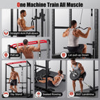 SPORTSROYALS Power Rack, Multi-Functional Power Cage, Squat Rack with Pulley System & LAT Pull Down, Workout Cage with J Hooks for Home Gym