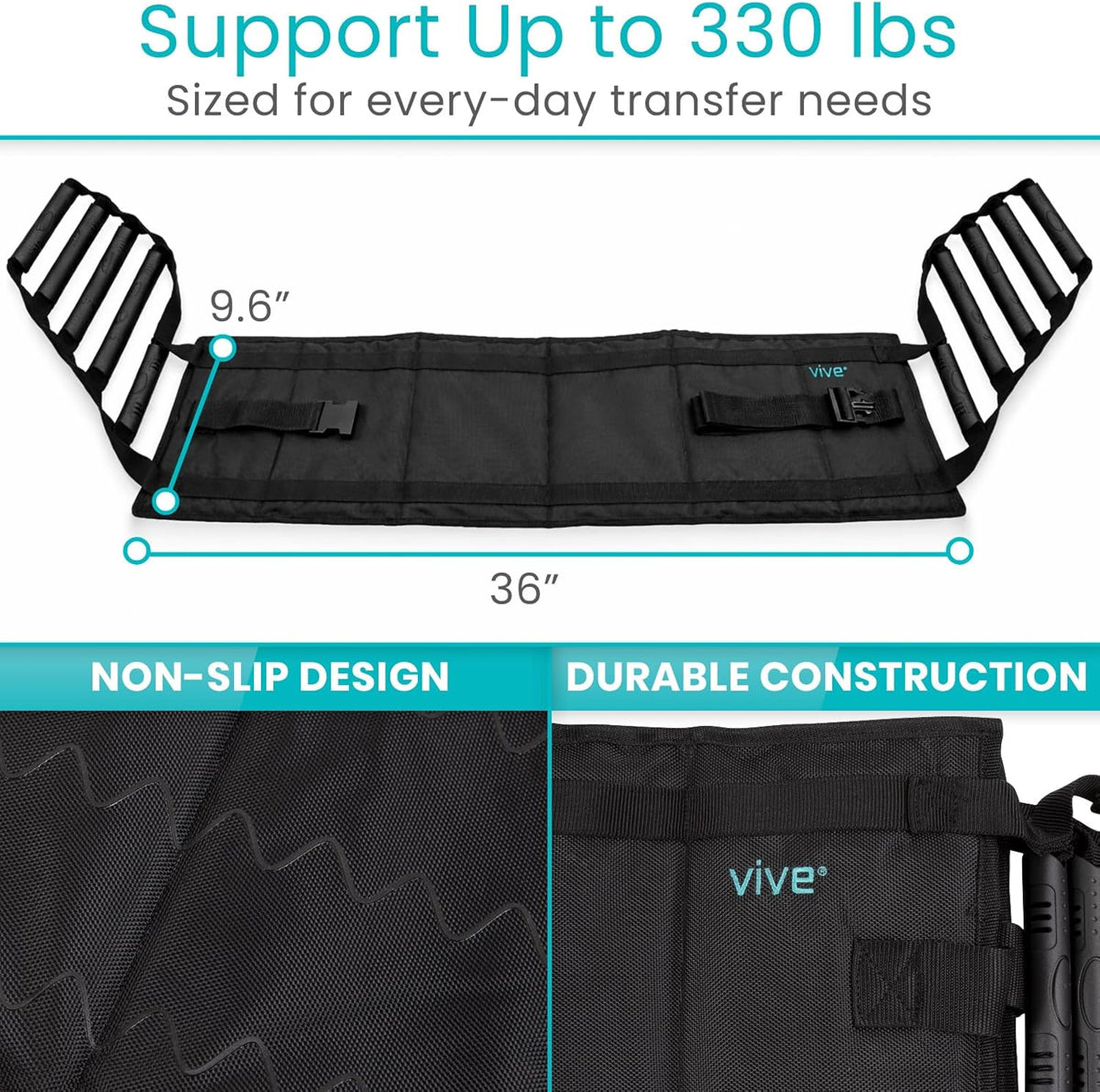 Vive Transfer Sling - Padded Assist Gait Belt - Heavy Duty Patient Lift