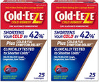 Cold-Eeze Plus Natural Mixed Berry Cold & Flu Zinc Lozenges, Multi-Symptom Relief, Homeopathic Cold Remedy, Reduces Duration of the Common Cold by 42%, Sambucus Nigra for Symptoms, 25 Ct, 2 Pack
