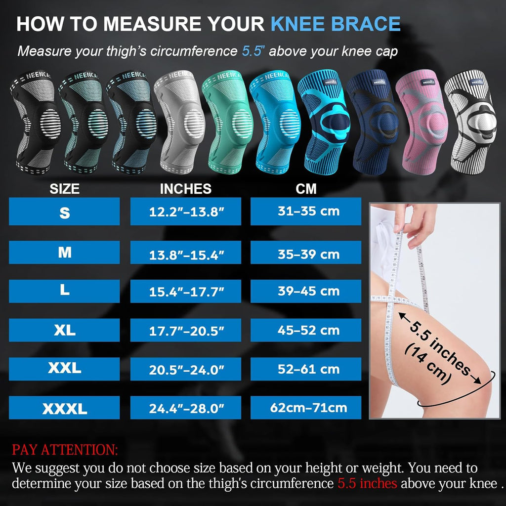 NEENCA Professional Knee Brace for Pain Relief, Medical Knee Support with Patella Pad & Side Stabilizers, Compression Knee Sleeve for Meniscus Tear, ACL, Joint Pain, Runner, Workout - FSA/HSA Eligible
