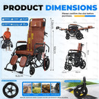 High Back Reclining Wheelchair for Adults 180° Full Recline