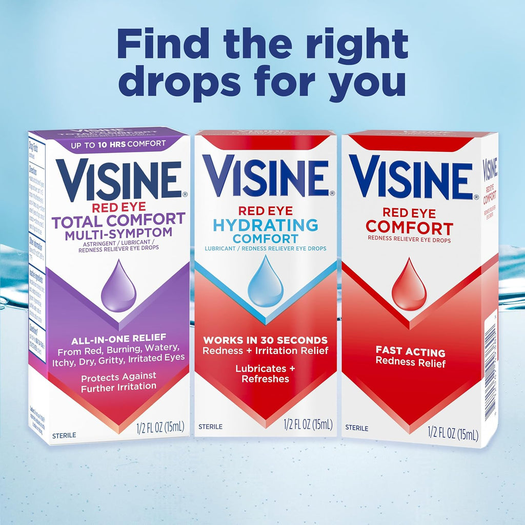 Visine Red Eye Comfort Redness Relief Eye Drops, 0.5 fl. oz | Works Fast, Immediate & Essential Relief, Refreshing Feel, For Minor Irritations & Computer Use