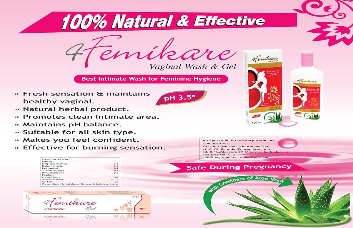 4Femikare Vaginal Wash – 100 mL | pH-Balanced Intimate Hygiene for Women | Helps Reduce Itching, Irritation & Dryness | Soap-Free, Paraben/SLS-Free | Gentle Daily Use, All Skin Types