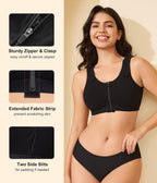CYDREAM Zip Front Closure Wireless Bras for Women Full Coverage Post Surgery Compression Back Smoothing Comfort Adjustable