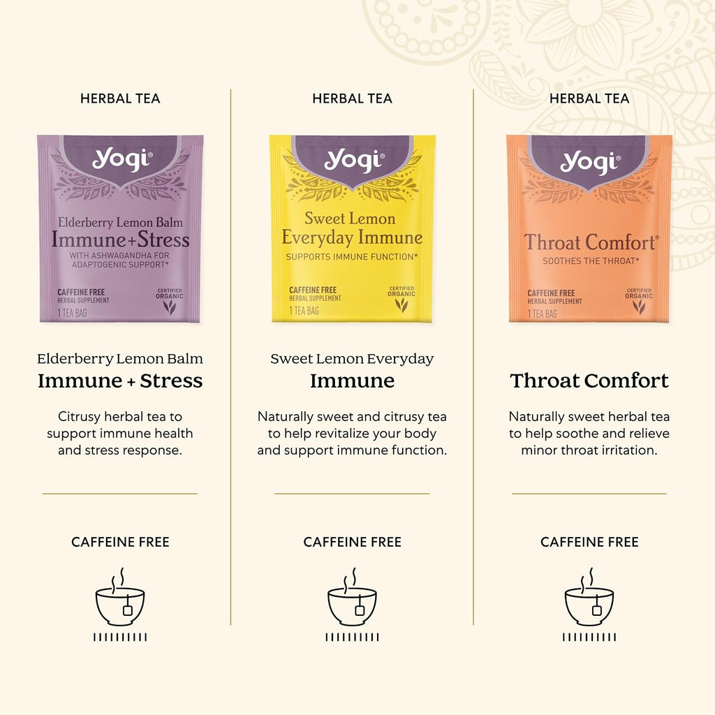 Yogi Get Well Gift Box, 45 Tea Bags (5 Bags per Flavor) | Caffeine-Free Wellness and Immunity Variety Pack with 9 Delicious Herbal Teas, a Thoughtful Tea Gift Set