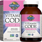 Garden of Life Vitamin Code Multivitamin for Women 50 & Over, 240 Capsules, Vitamins for Women 50 Plus with B Vitamins, Vitamins A, C, D3, E & K, CoQ10, Probiotics & Enzymes