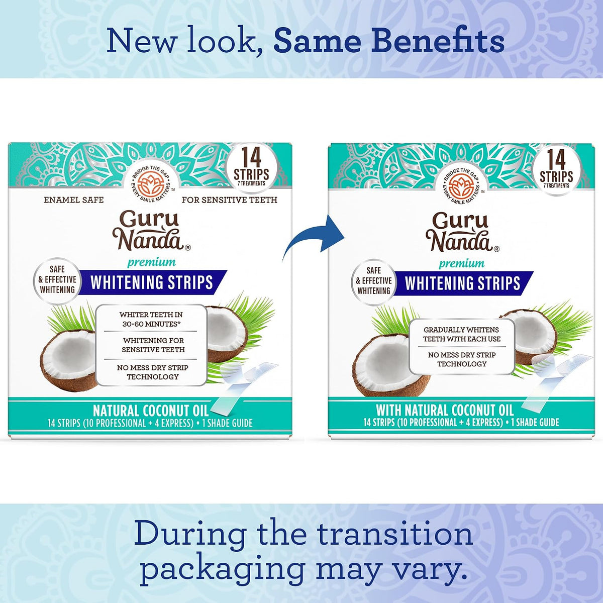 GuruNanda Teeth Whitening Strips Kit - 7-Day Treatment with Non-Slip, Dry Strip Technology - Whitening Designed with Care for a Brighter Smile