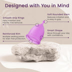 EcoBlossom Reusable Menstrual Cup Set - The Most Reliable Medical Grade Silicone Period Cups - Comfortably use for 12 Hours (Small & Large)