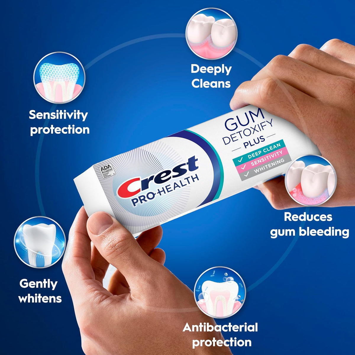 Crest Pro-Health Gum Detoxify Plus Toothpaste 4.5 oz Pack of 3 - Antibacterial Fluoride Toothpaste, Sensitivity Protection, Whitens Teeth, Anticavity, Plaque Control