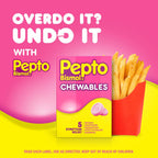 Pepto Bismol Chewable Tablets, Upset Stomach Relief, Nausea Relief, Heartburn Relief, Indigestion Relief, Anti Diarrhea Medication for Adults - 5 Symptom Relief, 90 Chewable Tablets (3x30 ct)