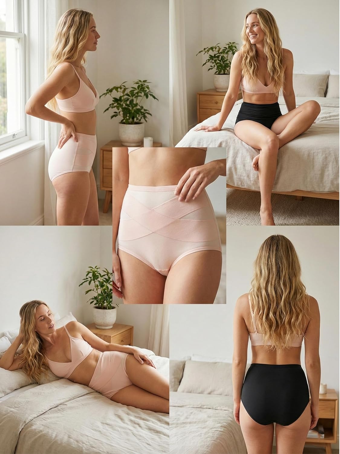 newnice High Waisted Cotton Underwear Women 4 Pack Soft Postpartum Panties Full Coverage Breathable C Section Tummy Control Briefs