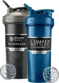 BlenderBottle Classic V2 Plastic Shaker Bottle 28 oz Black & Navy, 2-Pack
