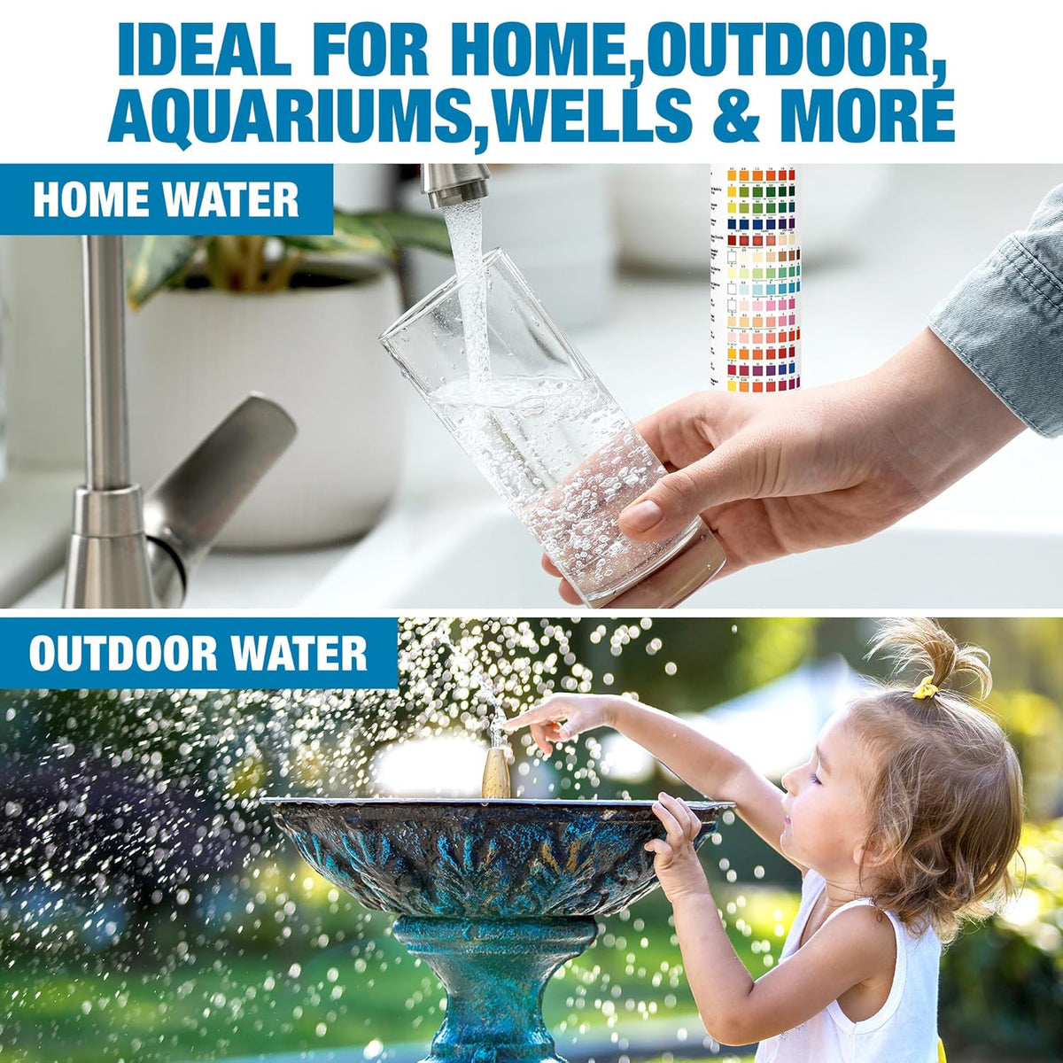 21 in 1 Drinking Water Test Kit for Tap and Well - 120 Strips + 4 Bacteria Tests - Water Quality Tester for Lead, Iron, PH, Hardness, Fluoride, Copper, Nitrate - Standard