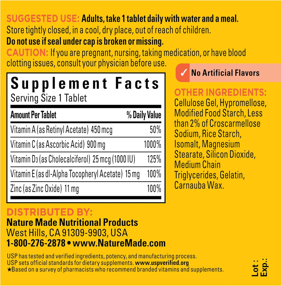 Nature Made Super C Tablets with Vitamin D3 and Zinc, 60 Tablets | Adult Vitamin C Immune Support Supplement, For Daily Immune Support and Antioxidant Support, 60 Day Supply