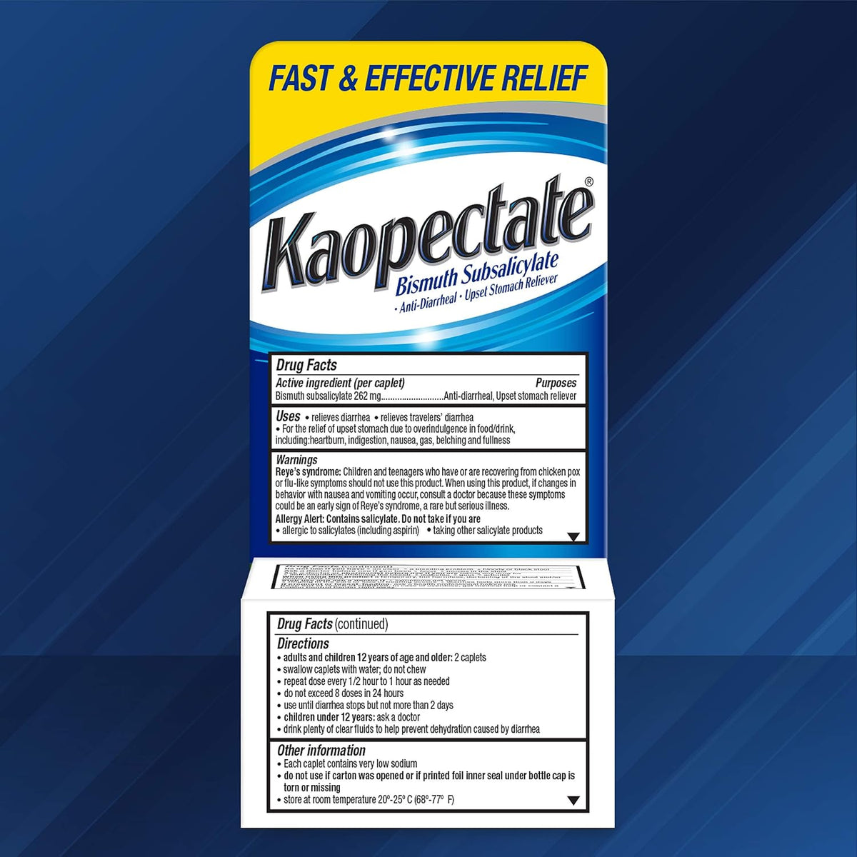 Kaopectate Multi-Symptom Anti-Diarrheal & Upset Stomach Reliever, 42 Caplet | Anti Diarrhea Caplets with Bismuth Subsalicylate