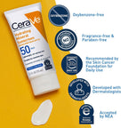 CeraVe Hydrating Mineral Sunscreen SPF 50 Face Sunscreen, Travel Size 2.5oz