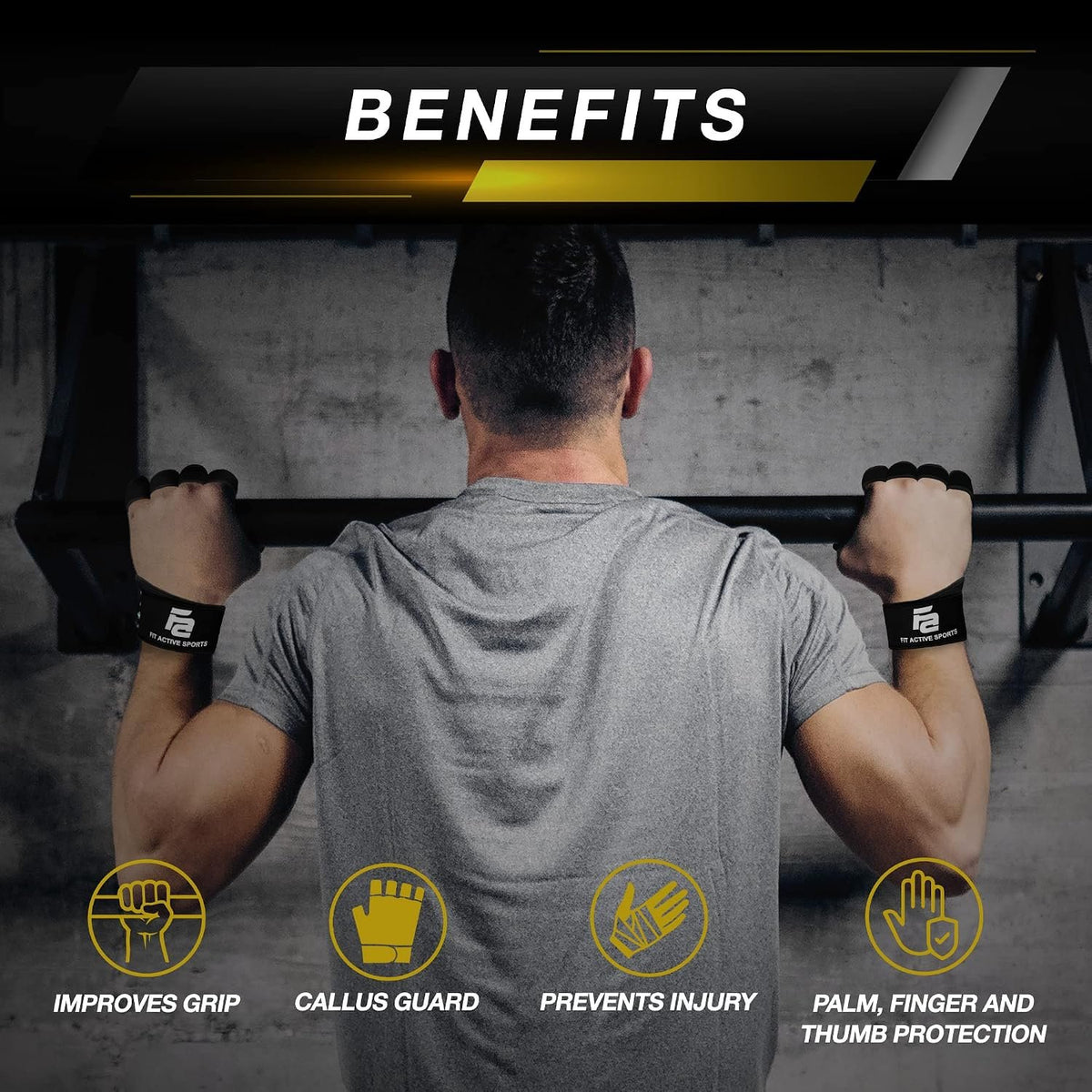 Fit Active Sports New Ventilated Weight Lifting Workout Gloves with Built-in Wrist Wraps for Men and Women - Great for Gym Fitness, Cross Training, Hand Support & Weightlifting.