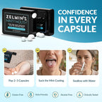 Zelmin's Breath Mints – Parsley Seed Oil Capsules, Peppermint 5 Pack | Dual Action Halitosis & Bad Breath Treatment - Garlic, Onion & Coffee Breath - Helps Dry Mouth - Keto, Gluten-Free, 250 Ct