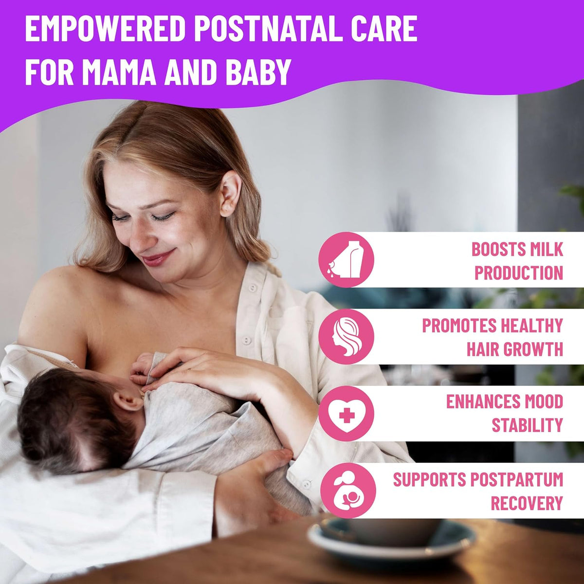 Postnatal Vitamins for Women – Breastfeeding & Postpartum Multivitamin | For nursing moms: supports postpartum recovery, energy, hair regrowth & milk supply, methylated folate, no biotin, vegan