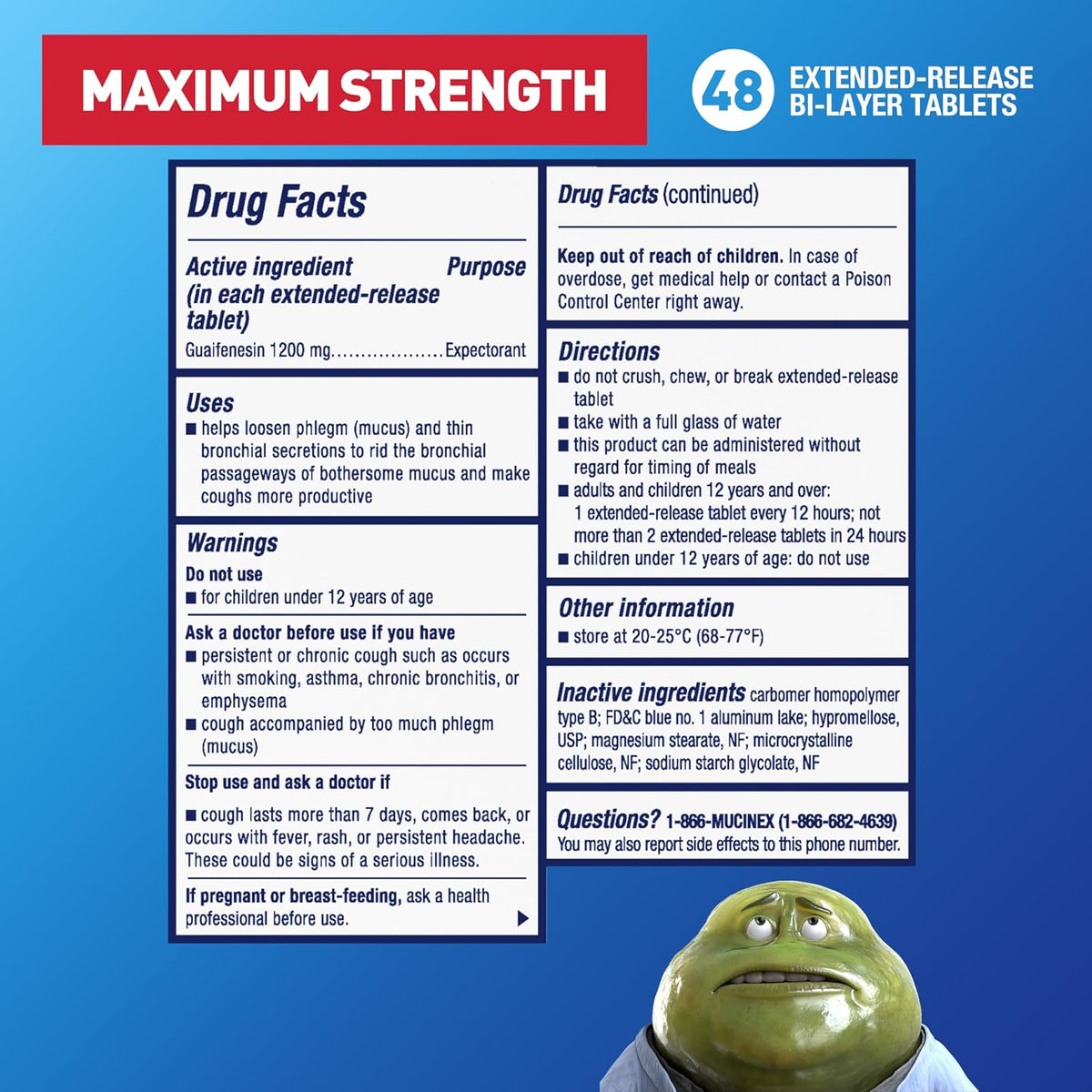 Mucinex 12Hr Max Strength Expectorant, Chest Congestion Relief, 48 Tablets