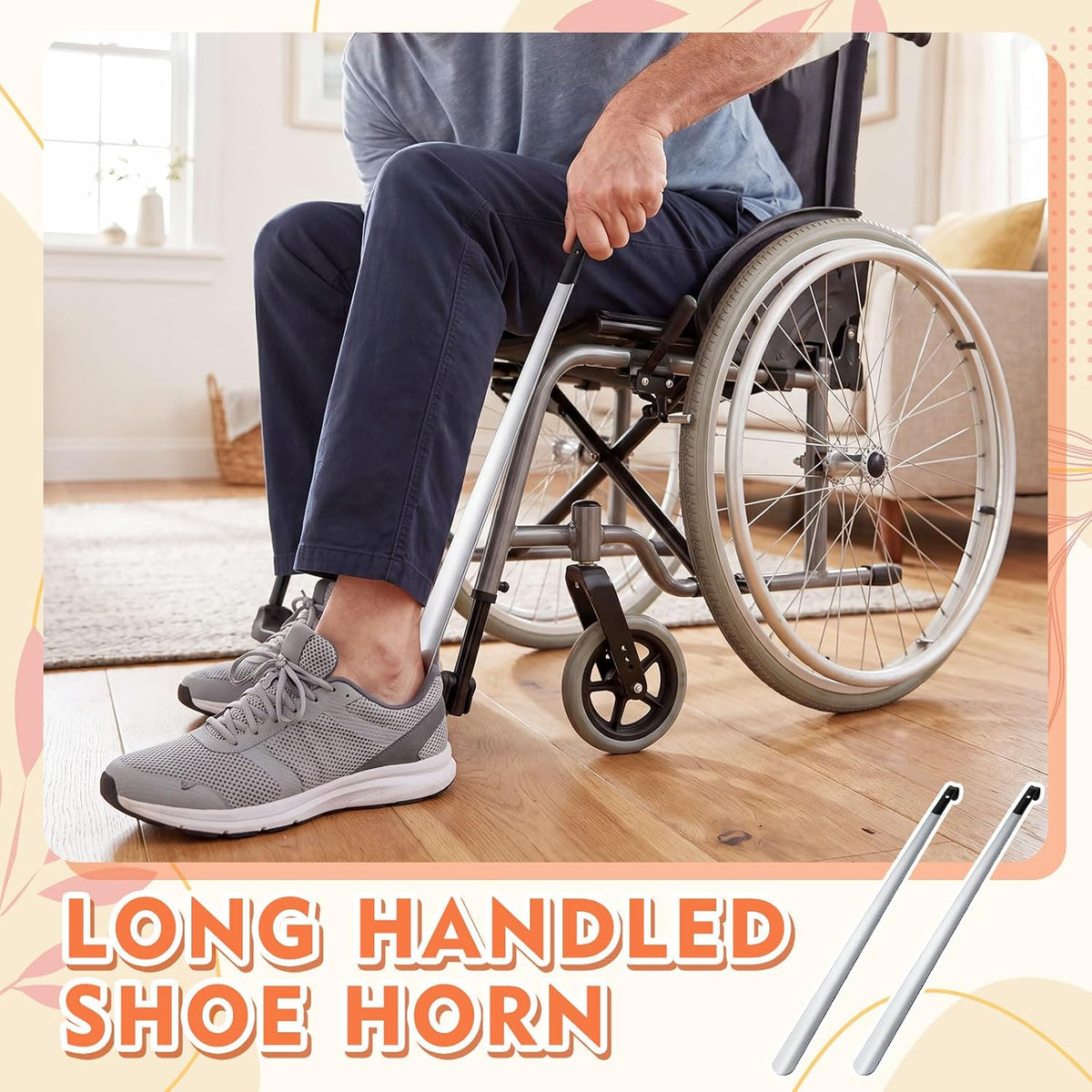 2 Pcs 31.5'' Extra Long Handled Shoe Horn Metal Shoehorn for Men Women Multifunctional Stainless Dressing Stick for Elderly Disabled Limited Mobility, Standing Reach Assist for Senior (Mixture)