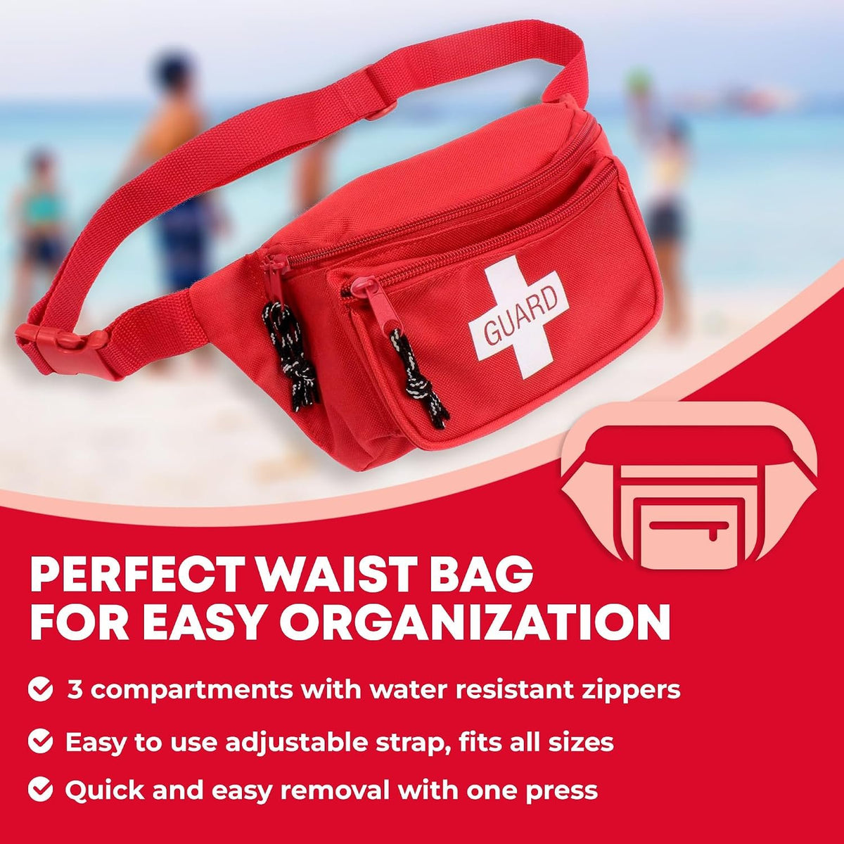 Ever Ready First Aid, Fanny Pack/Hip Pack, Fully Stocked First Aid Kit with Adult & Infant CPR Combo Masks (72 Piece Set)
