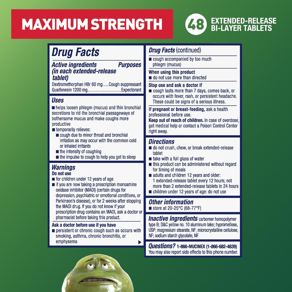 Mucinex DM 12Hr Max Strength Chest Congestion & Cough Medicine, 48 Tablets