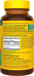 Nature Made Vitamin D3 5000 IU (125 mcg), 180 Vitamin D Softgels | Extra Strength Vitamin D Supplement for Immune, Bone, Teeth and Muscle Health Support, 180 Day Supply