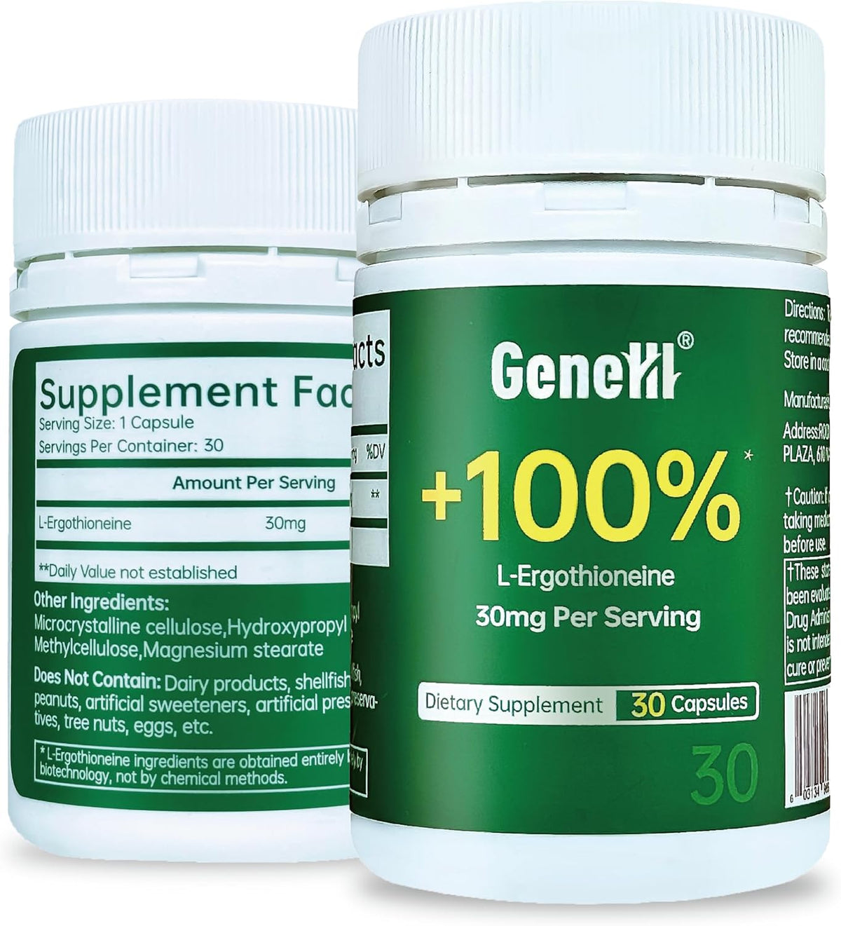 L-Ergothioneine Supplement 30mg - Fermentation-Based 99.99% Purity Antioxidant - Clinically Studied to Support Longevity, Restful Sleep & Healthy Aging - Vegan & Non-GMO - 30 Capsules
