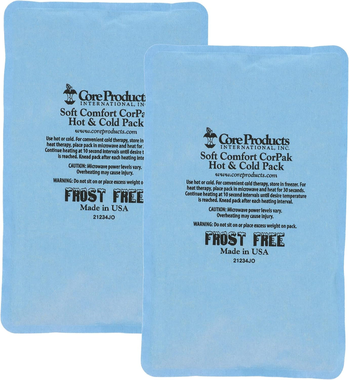 Core Products Soft Comfort CorPak, No Frost Hot and Cold Therapy Pack - 6" x 10", Made in The USA- 2 Pack