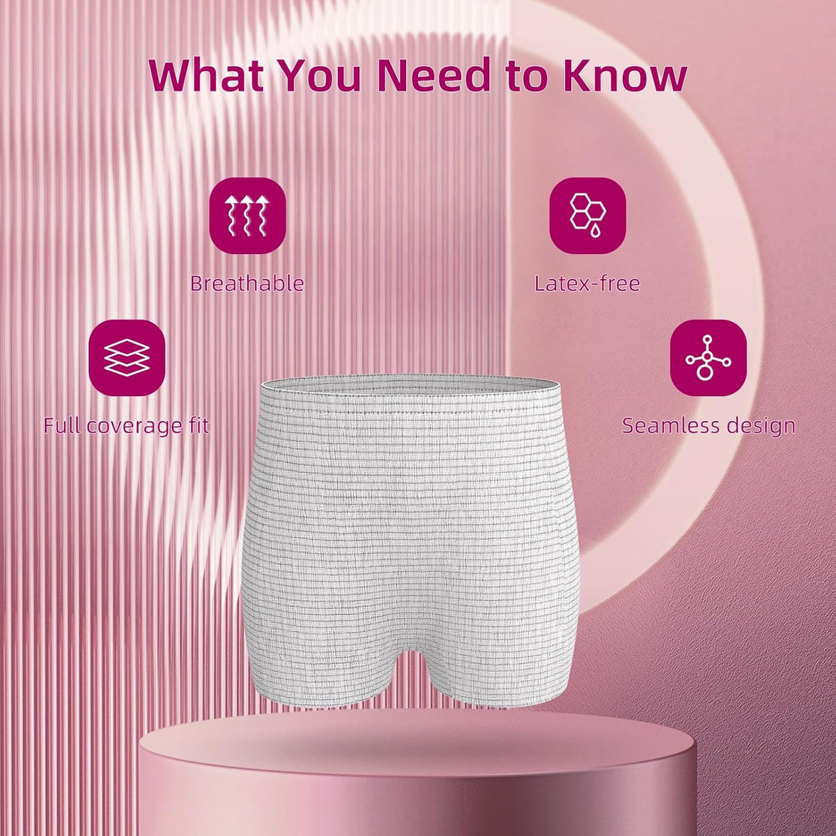 hetaida Postpartum Disposable Underwear, C-Section Underwear for Women, High Waist Maternity Panties, Latex-Free, Super Breathable & Soft, High Stretchable, 8 Count Grey