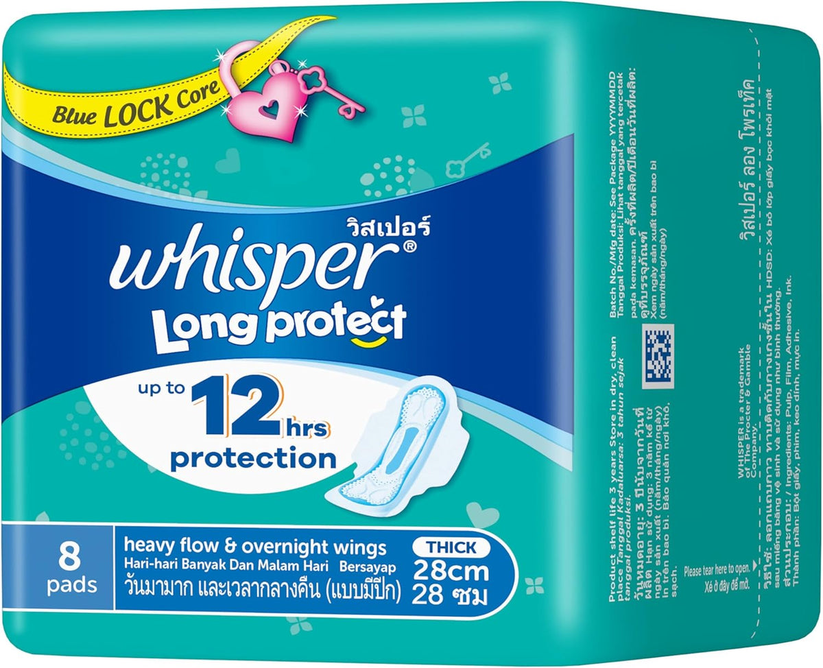 WHISPER Heavy Flow and Overnights Wings 8PK