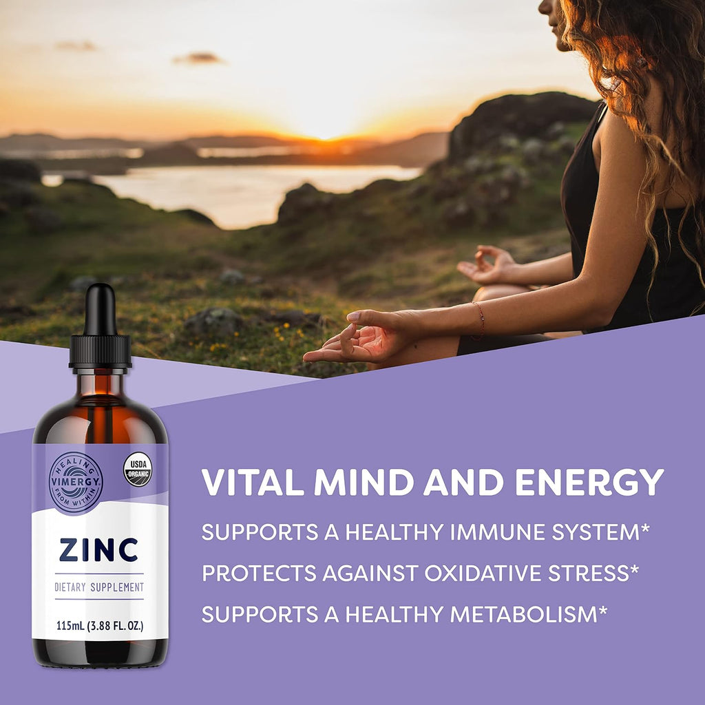 VIMERGY Liquid Zinc 7.5mg, Organic Immune Support, 115 mL, 57 Servings | Supports Resilient Immune Health*, Nourishes Healthy Bones and muscles*, Promotes Healthy Hair, Skin, and Nails*, Vegan"
