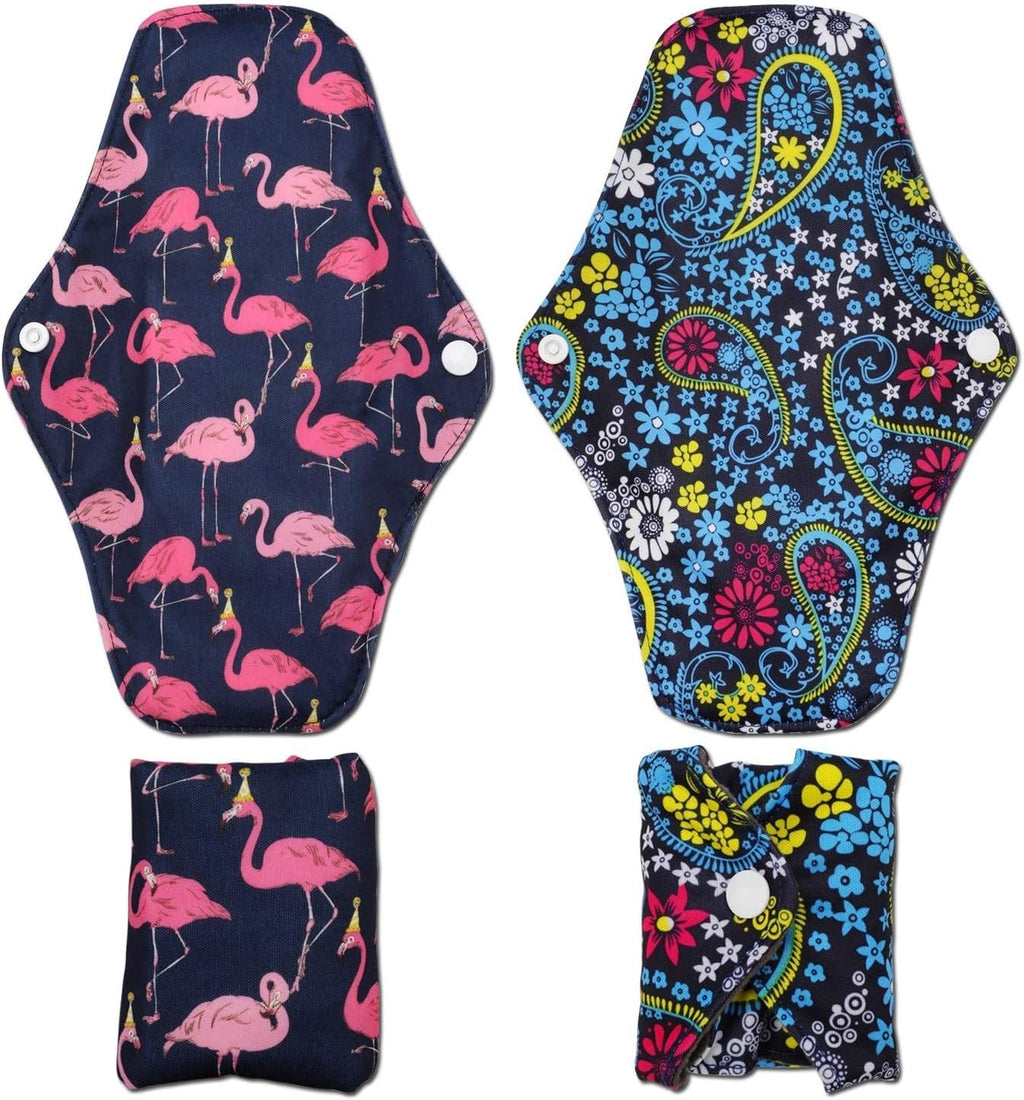 PHOGARY 7 Pieces Reusable Sanitary Pads, Antibacterial Bamboo Panty Liners with Waterproof Bag, Washable Night Pads for Abundant Menstrual Flow, 10"