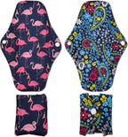 PHOGARY 7 Pieces Reusable Sanitary Pads, Antibacterial Bamboo Panty Liners with Waterproof Bag, Washable Night Pads for Abundant Menstrual Flow, 10"