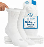 Doctor's Choice Diabetic Crew Socks for Men, Non-Binding Top, Seamless Toe | Fully Cushioned Footbed, Moisture-Wicking Fabric, Four-Way Stretch