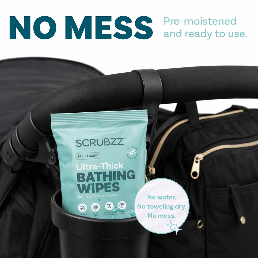 Extra Large Body Wipes for Adults Bathing No Rinse - 80 Ultra Thick Disposable Shower Wipes for Men, Women & Elderly - Great for Gym, Camping, Post Surgery