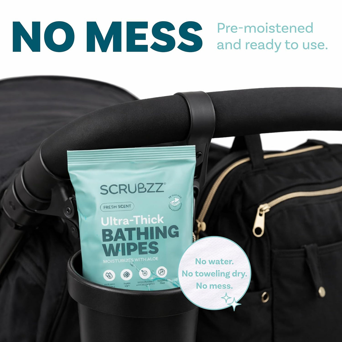 Extra Large Body Wipes for Adults Bathing No Rinse - 80 Ultra Thick Disposable Shower Wipes for Men, Women & Elderly - Great for Gym, Camping, Post Surgery